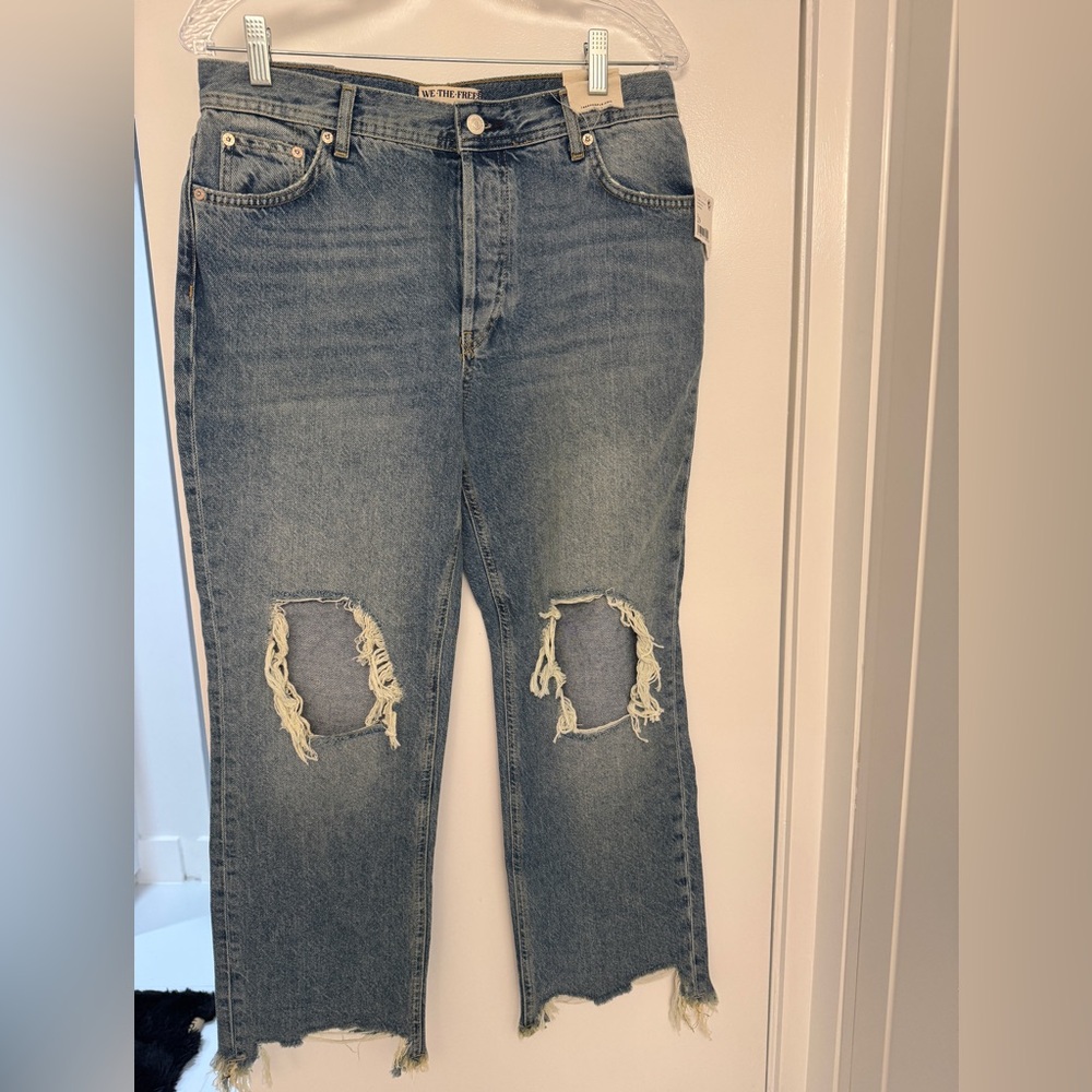 NEW We The Free Womens Maggie Mid Rise Straight Leg Jeans